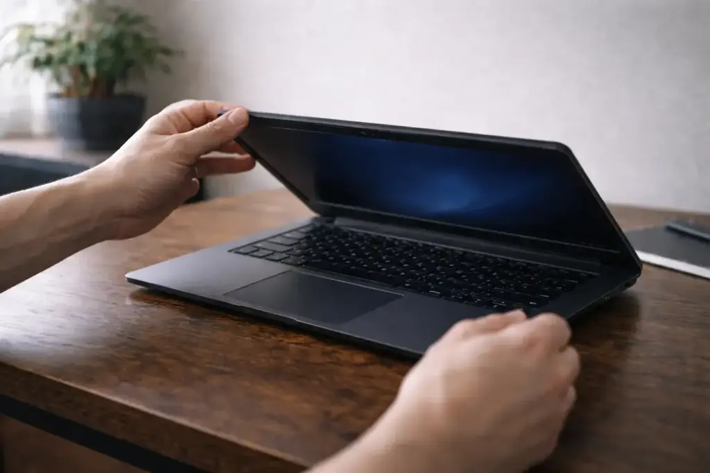 ノートパソコンの蓋を開けてスリープ解除する