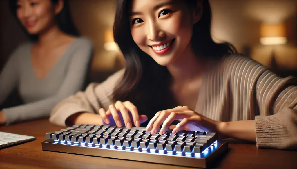 キーボード入力をする女性
