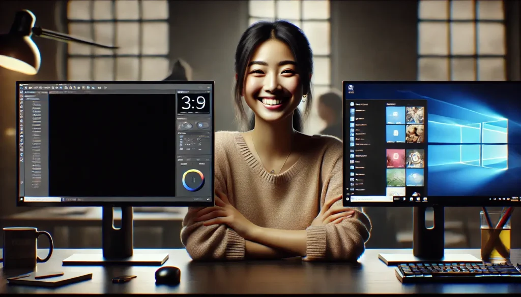 手っ取り早く試せる！DisplayPortが映らないときの解決手順をしって喜ぶ女性
