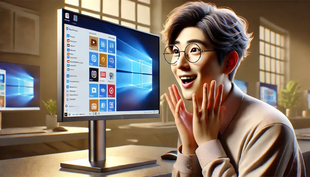 知らないDisplayPortの設定を見直す方法を知って笑顔になっている男性のイメージ画像