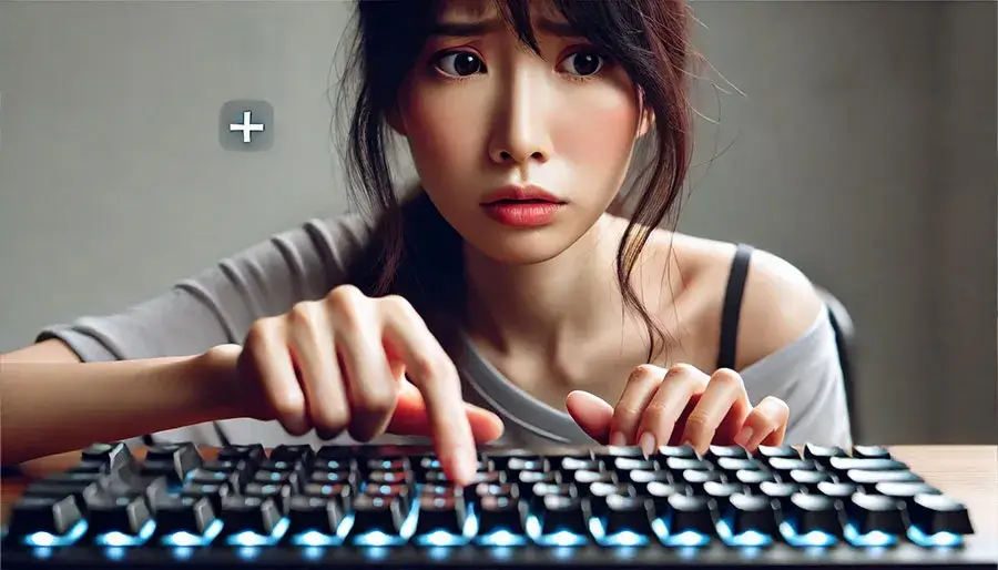プラスやマイナスが入力できないとと困っている女性