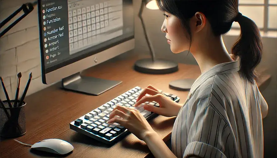 60%キーボードを使う女性のイメージ画像