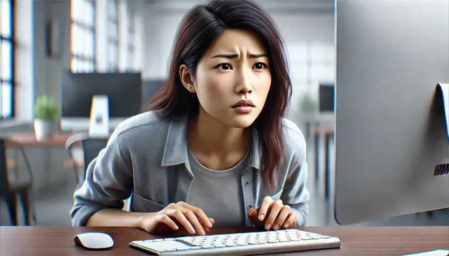 キーボードで文字入力する女性