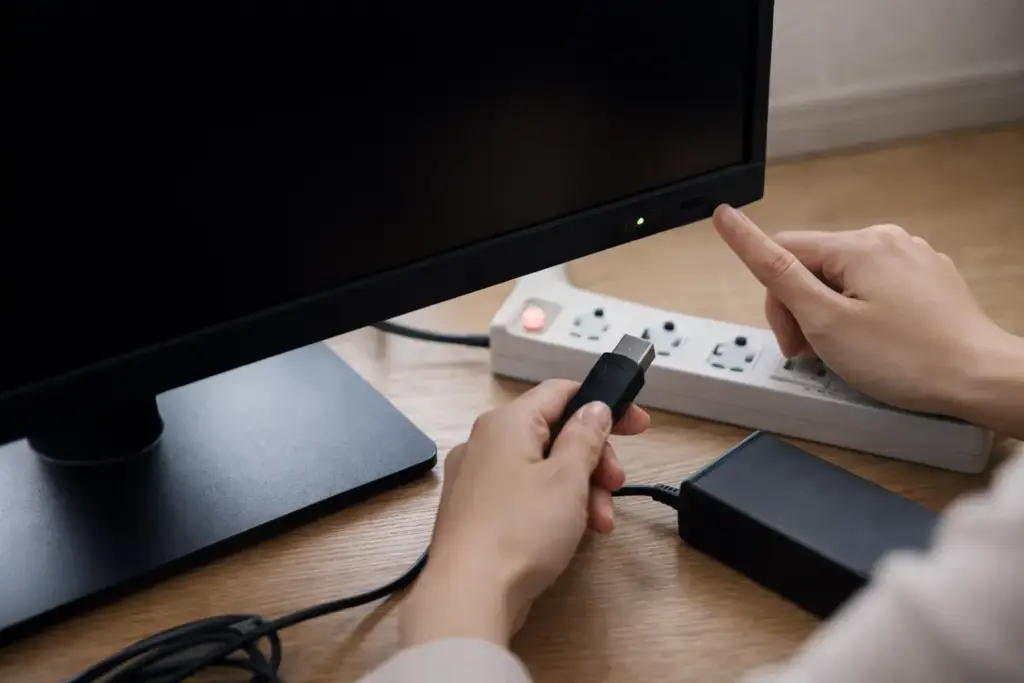 電源ランプとACアダプタ確認