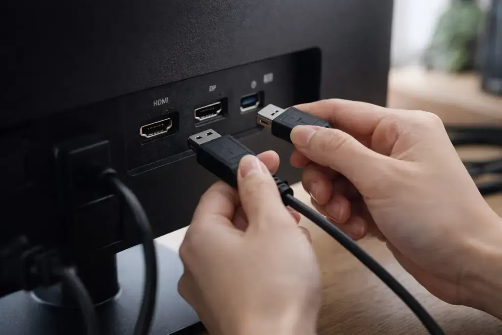 HDMI・DisplayPortケーブル抜き差し